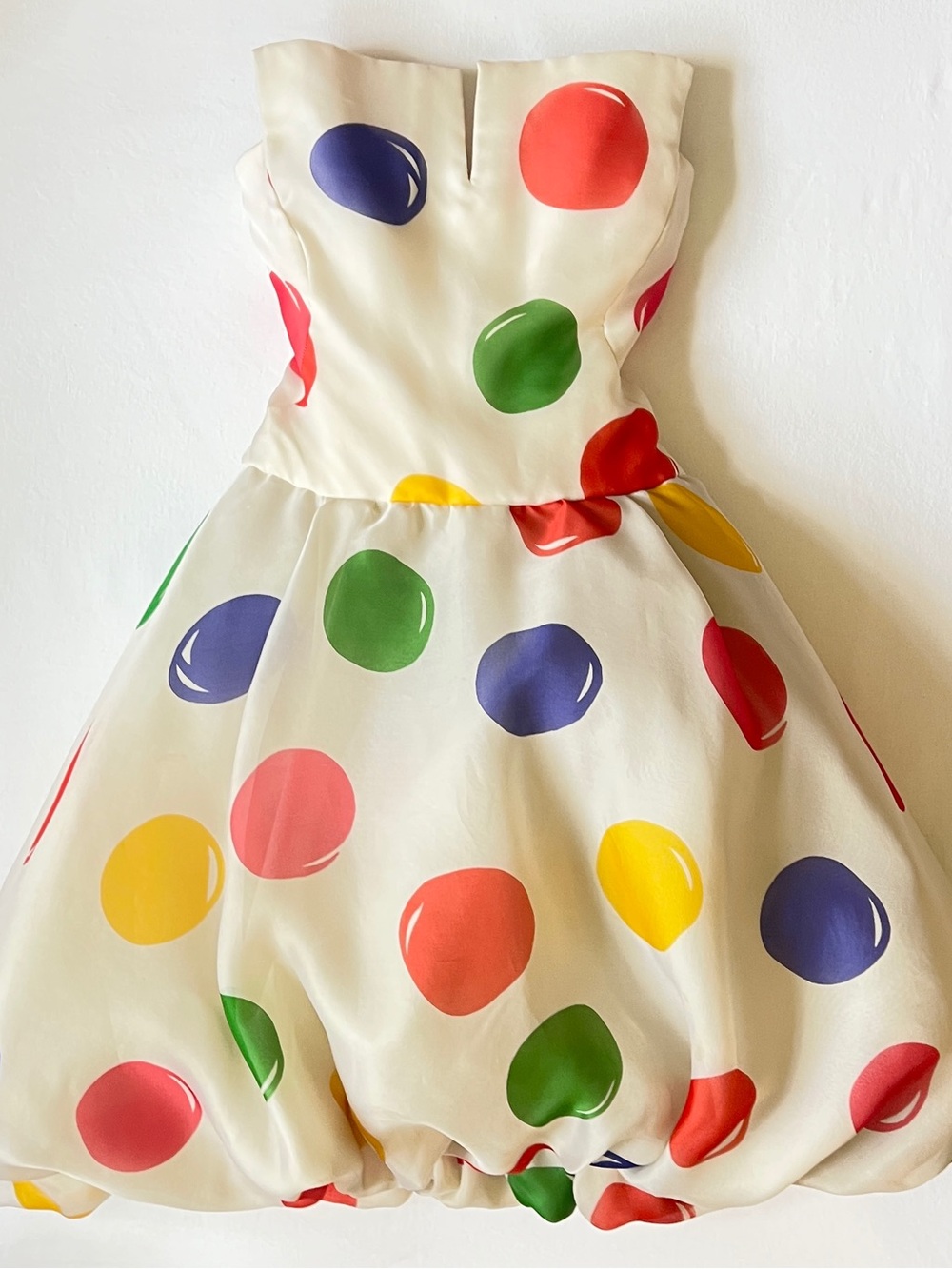 Arnold Scaasi Boutique runway dress fit & flare Balloon hem Resort 1985 archival